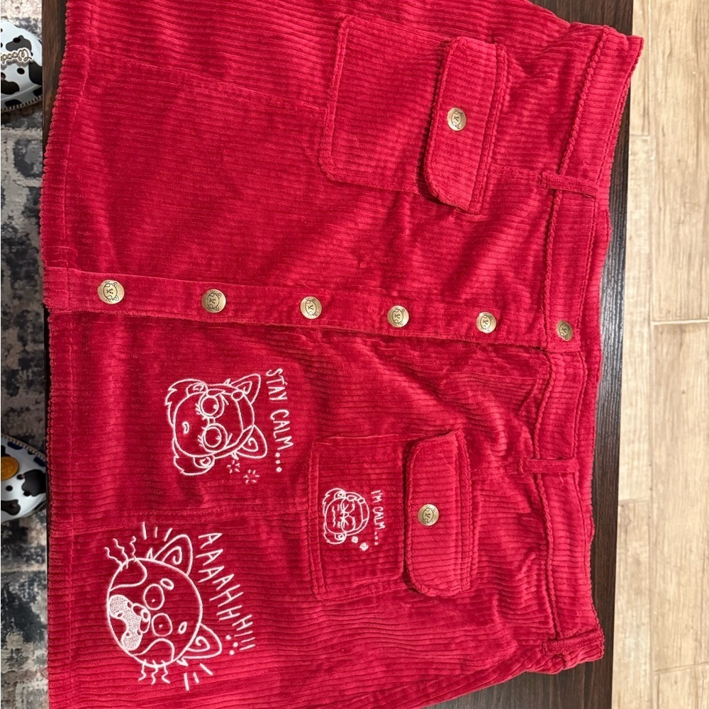 Disney Red Corduroy Skirt with embroidery
